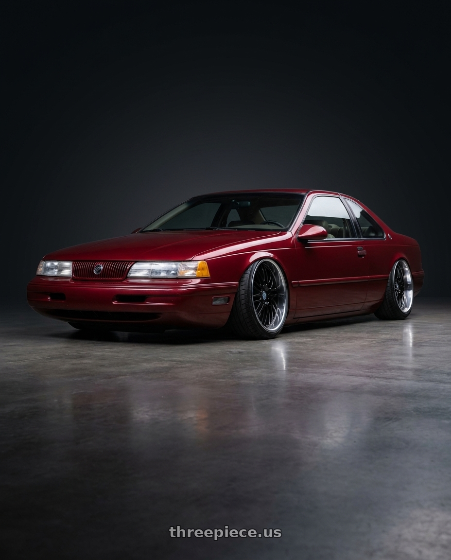1993 Ford Thunderbird with Beyern MESH 5X120 20X10 +20 GLOSS BLACK W/ MIRROR CUT LIP wheels