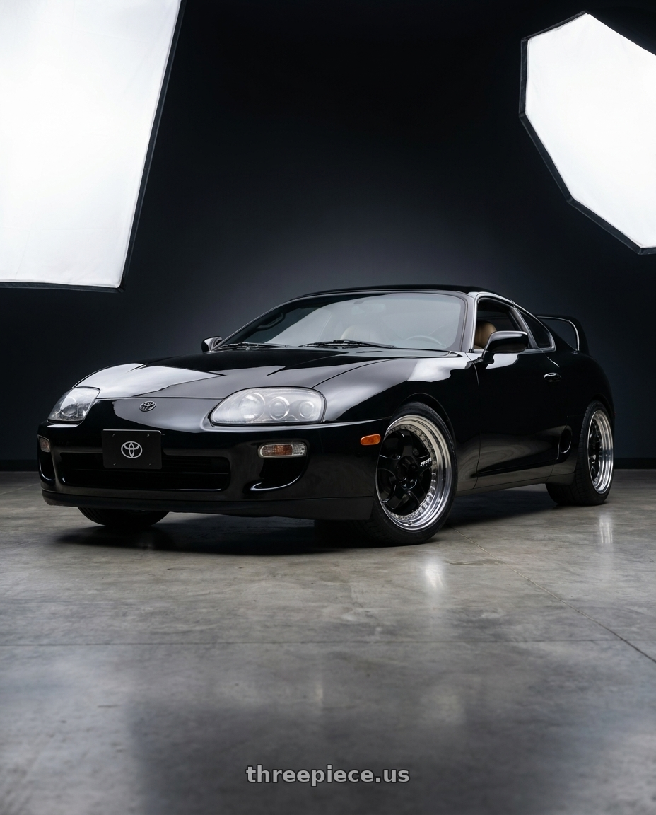 1994 Toyota Supra with Work Meister S1 3P 5x114.3 17x9.5+35 O Disk Black wheels
