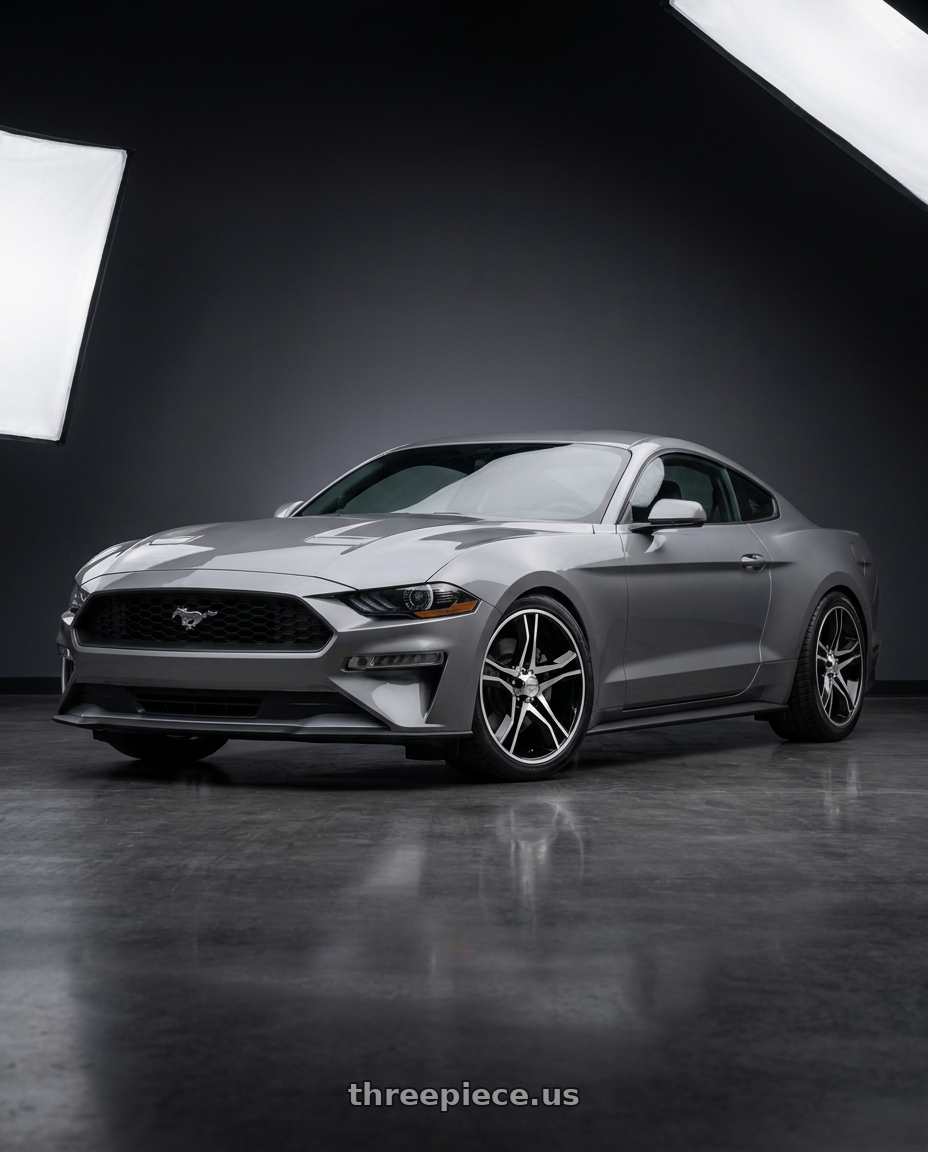 2021 Ford Mustang GT with American Racing AR893 MAINLINE 5x114.3 20x8.5 +35 GLOSS BLACK MACHINED wheels
