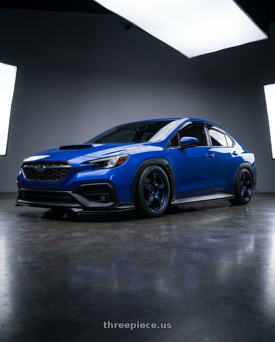 2023 subaru wrx with Gram Lights 57CR 5x114.3 18x9.5+12 Eternal Blue Pearl wheels
