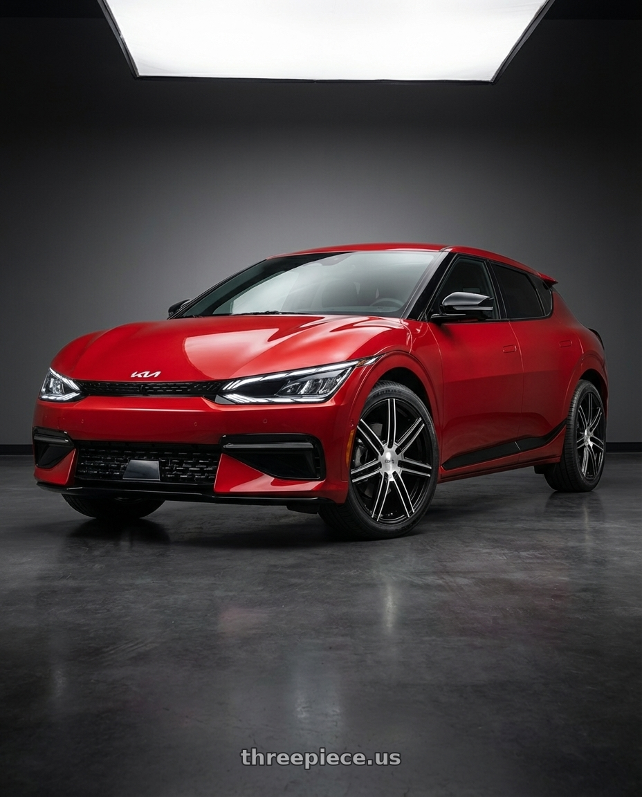 2024 kia ev6 with Helo HE884 5X114.3/5X120 20X8 +45 GLOSS BLACK WITH MACHINED FACE wheels