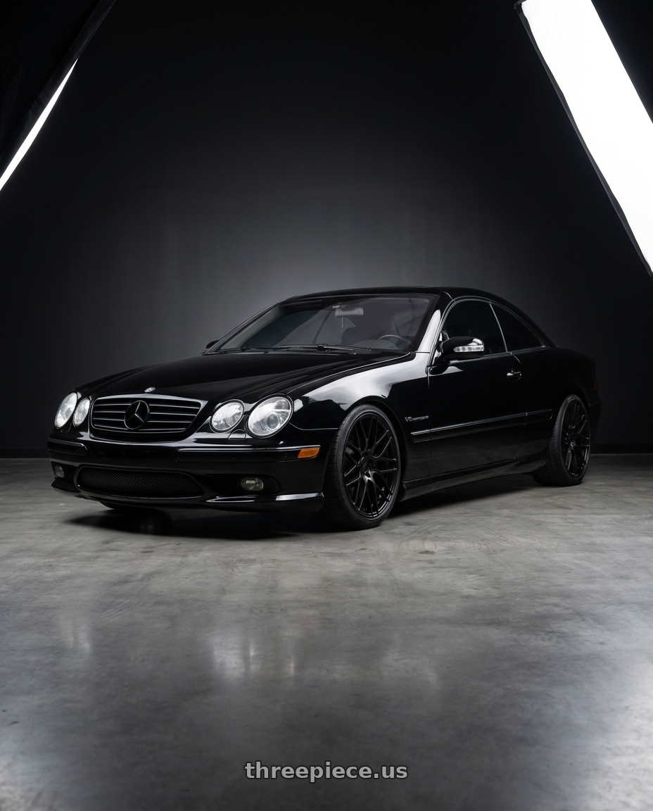 2004 Mercedes Benz CL55 black with Rotiform 1PC R112 BLQ 5X112 19X8.5 +45 MATTE BLACK wheels