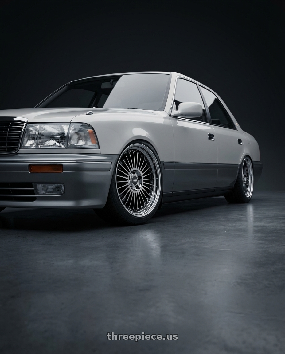 1991 Toyota Crown with Work Emitz Black Polish 5x114.3 19x8.0 +45 wheels