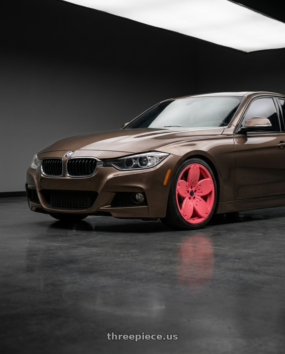 2013 BMW 328xi msport bronze with Heritage Wheel Sakura MonoC 5X105 18x9.5+38 Pink wheels