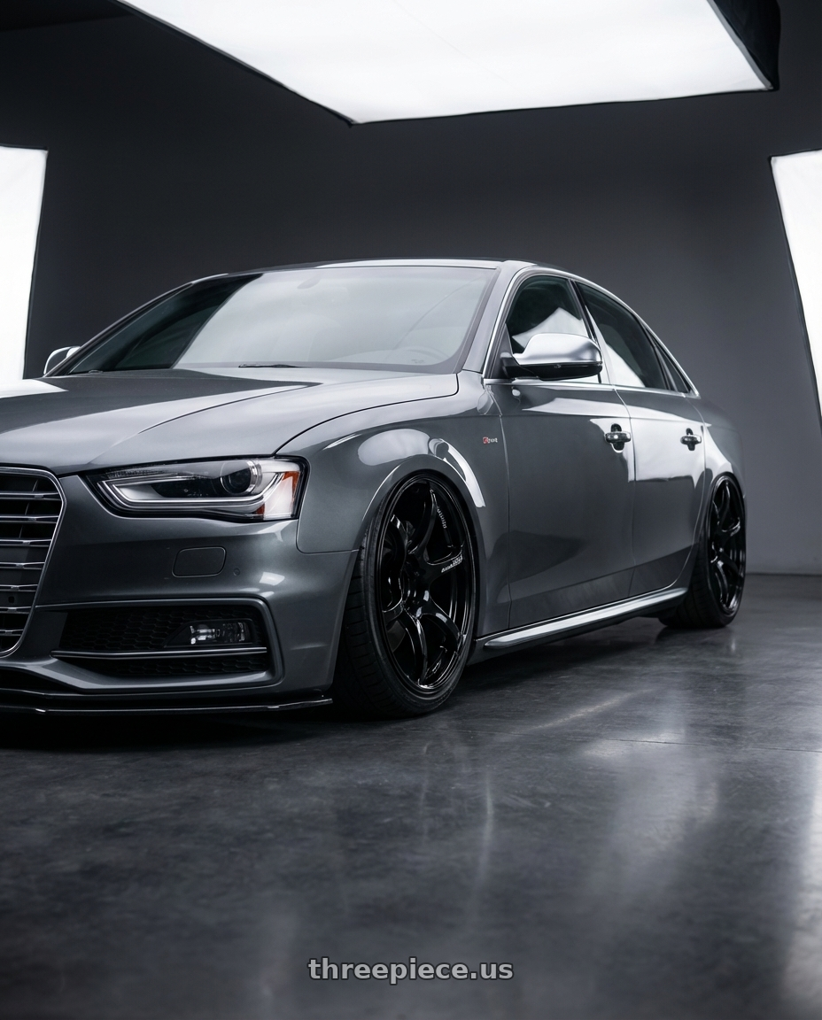 2015 Audi S4 B8.5 with Advan RGIII 5x112 19x8.5+45 Gloss Black wheels front three quarter view stanced stance