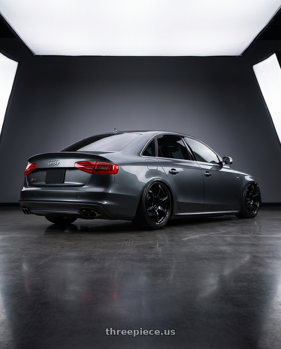 2015 Audi S4 B8.5 with Advan RGIII 5x112 19x8.5+45 Gloss Black wheels rear three quarter view slight stretch tires