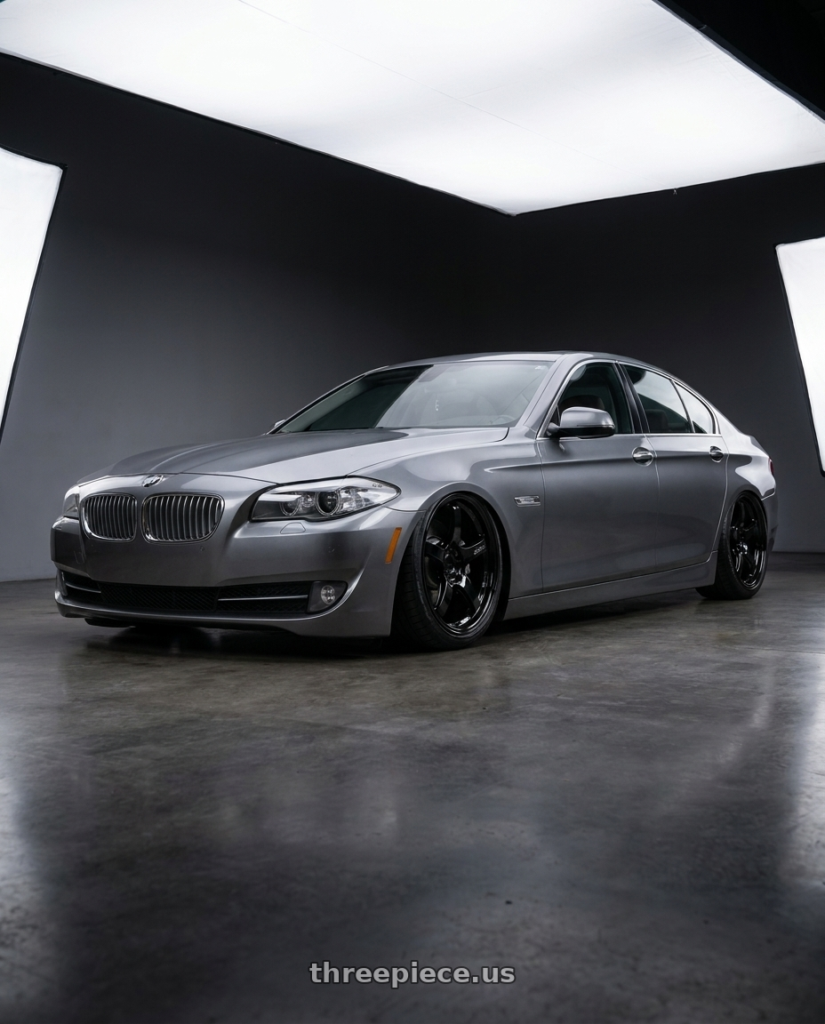 2016 BMW 5 Series F10 with Gram Lights 57CR 5x120 19x9.5+25 Glossy Black wheels