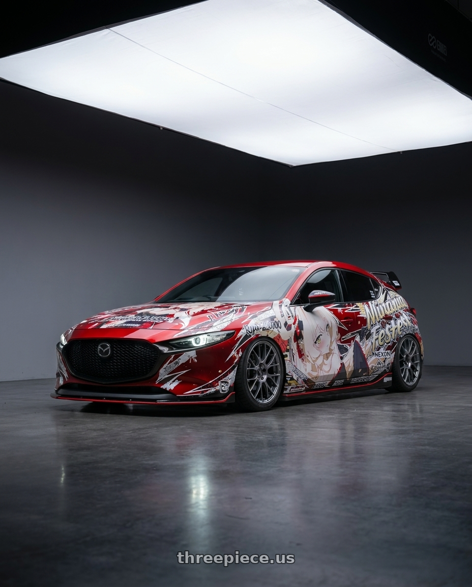 2026 mazda 3 with Enkei PFM1 4x100 17x8.5+45 Dark Silver wheels