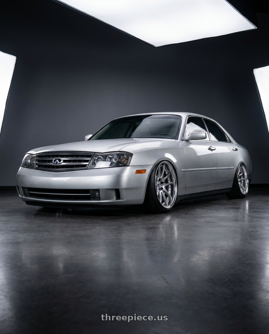 2004 Infiniti M45 with Work Emotion Cr 3P 5x100 19x11+2 R Disk Burning Silver wheels