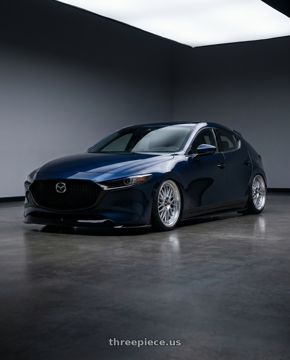 2025 Mazda 3 Deep Mica blue with AeroKit with BBS LM 5x114.3 19x9.0+38 Diamond Silver wheels