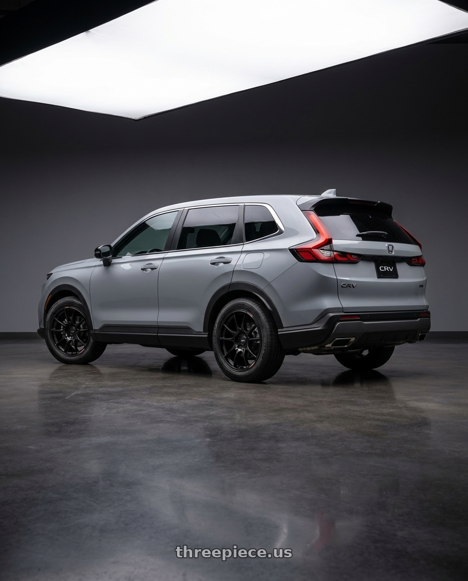 2027 Honda Crv with Enkei GTC02 4x100 17x7.5+35 Black wheels rear three quarter view square tires