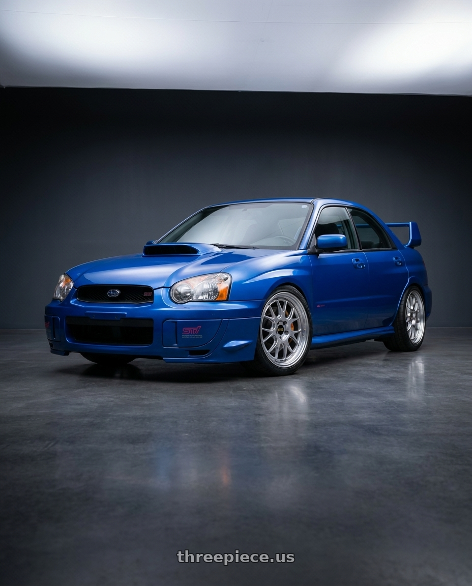 2005 Subaru impreza WRX STi with BBS LM-R 5x120 21x10.0+35 Diamond Silver wheels