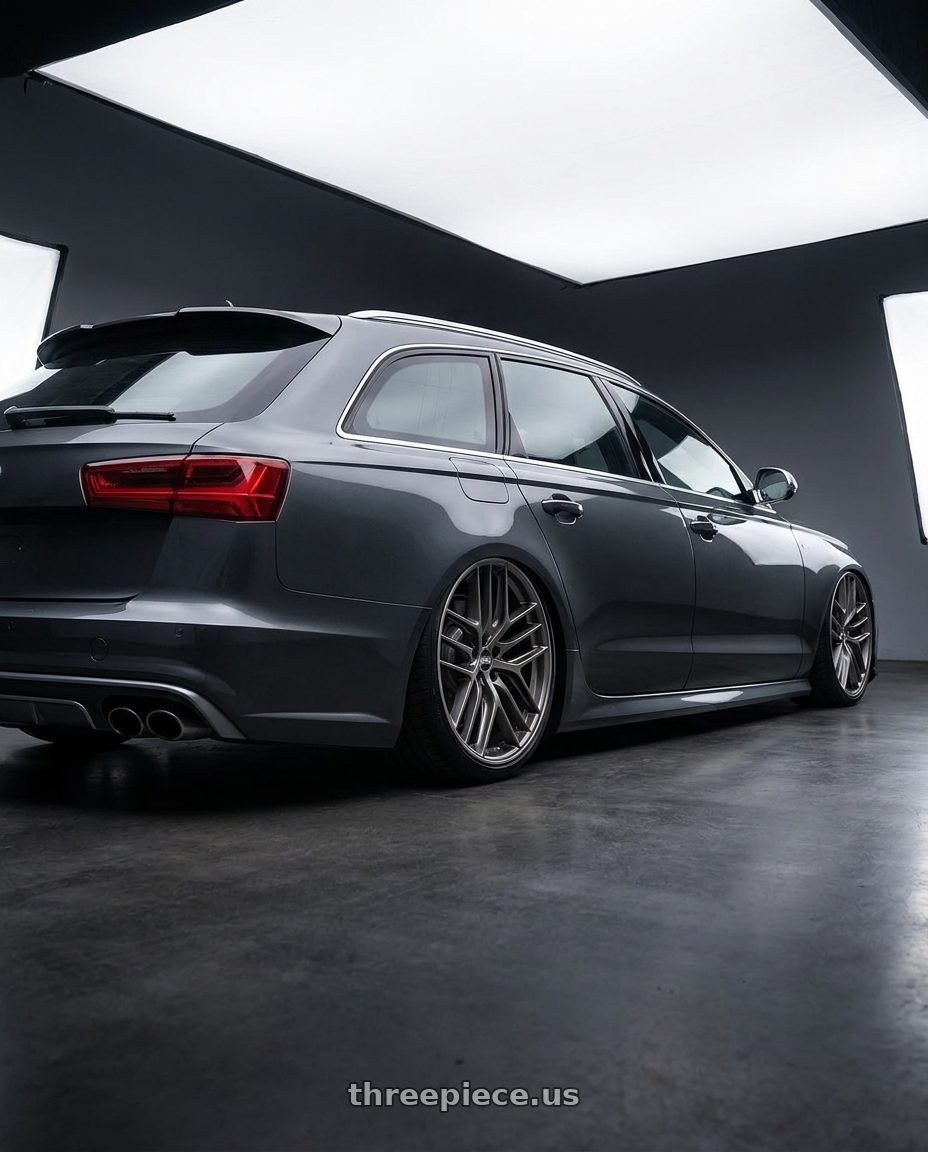 2016 Audi S6 C7 with BBS CC-R 5x112 20x8.0+27 Satin Platinum wheels rear three quarter view slight stretch tires