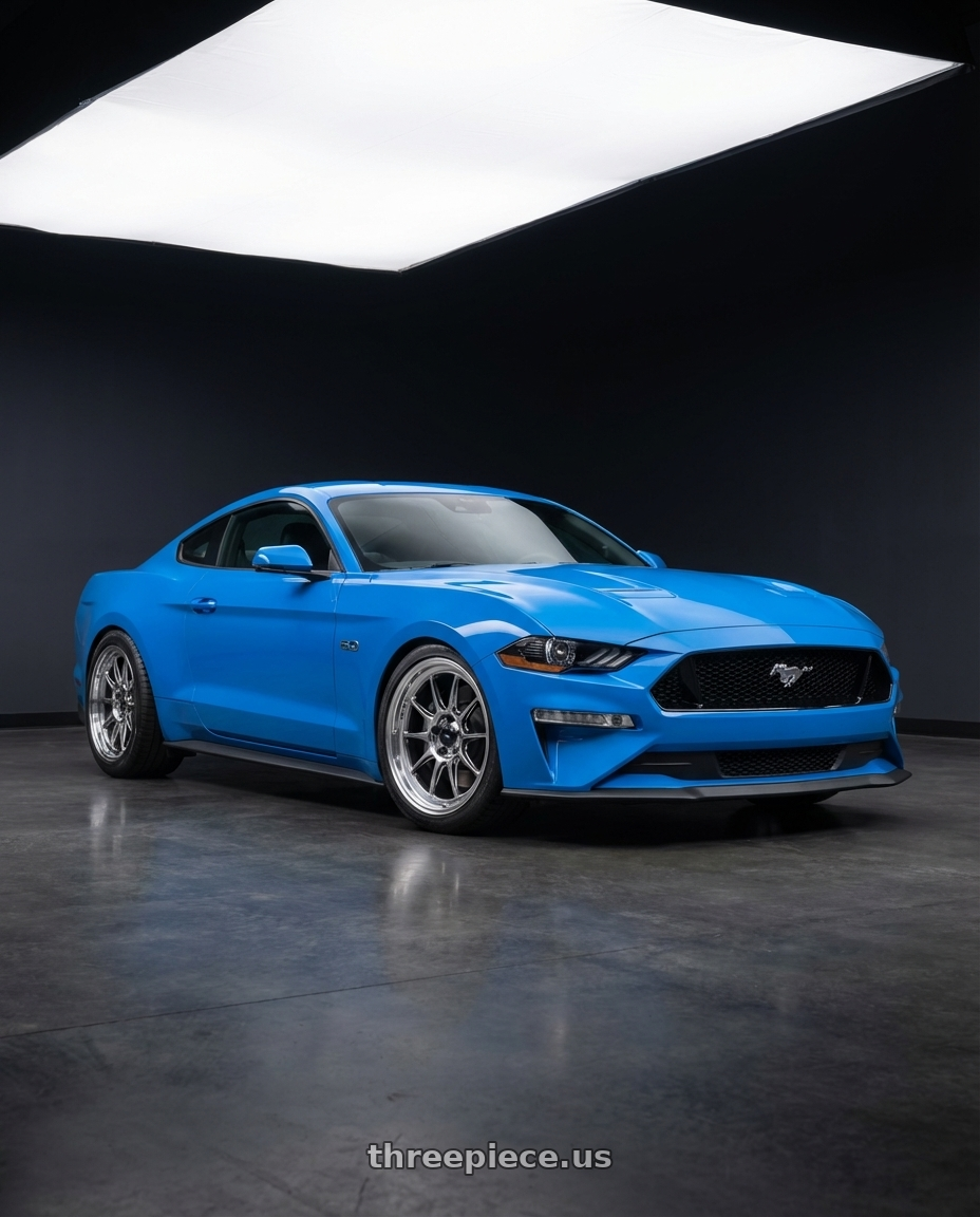 2022 Ford Mustang GT with Konig Countergram 5x114.3 19x9.5+25 Hyper Chrome / Machined Lip wheels