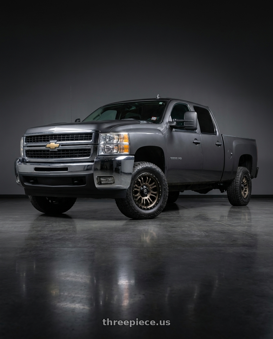 2009 Chevy Silverado 2500 with Fuel 1PC D674 BLITZ 8X165.1 20X9 +20 MATTE BLACK DOUBLE DARK TINT wheels