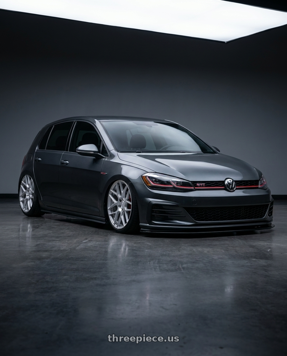 2019 Volkswagen GTI MK7 with Aodhan AFF2 5x112 19x8.5+35 Gloss Silver Machined Face wheels