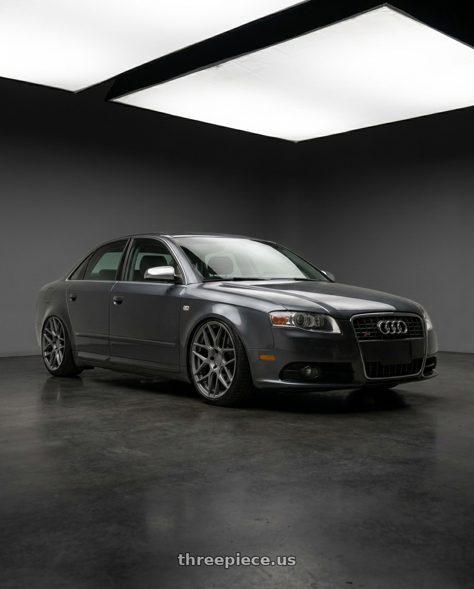 2005 Audi s4 sedan dark grey with Aodhan AFF2 5x112 19x8.5+35 Matte Gray wheels