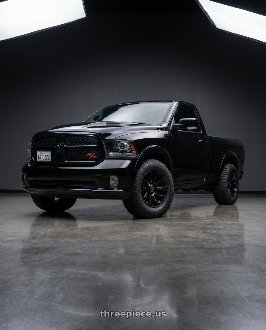 2017 Ram 1500 RT with Black Rhino Hard Alloys BR020 DIAMONDBACK 5X127 17x9 -12 MATTE BLACK wheels