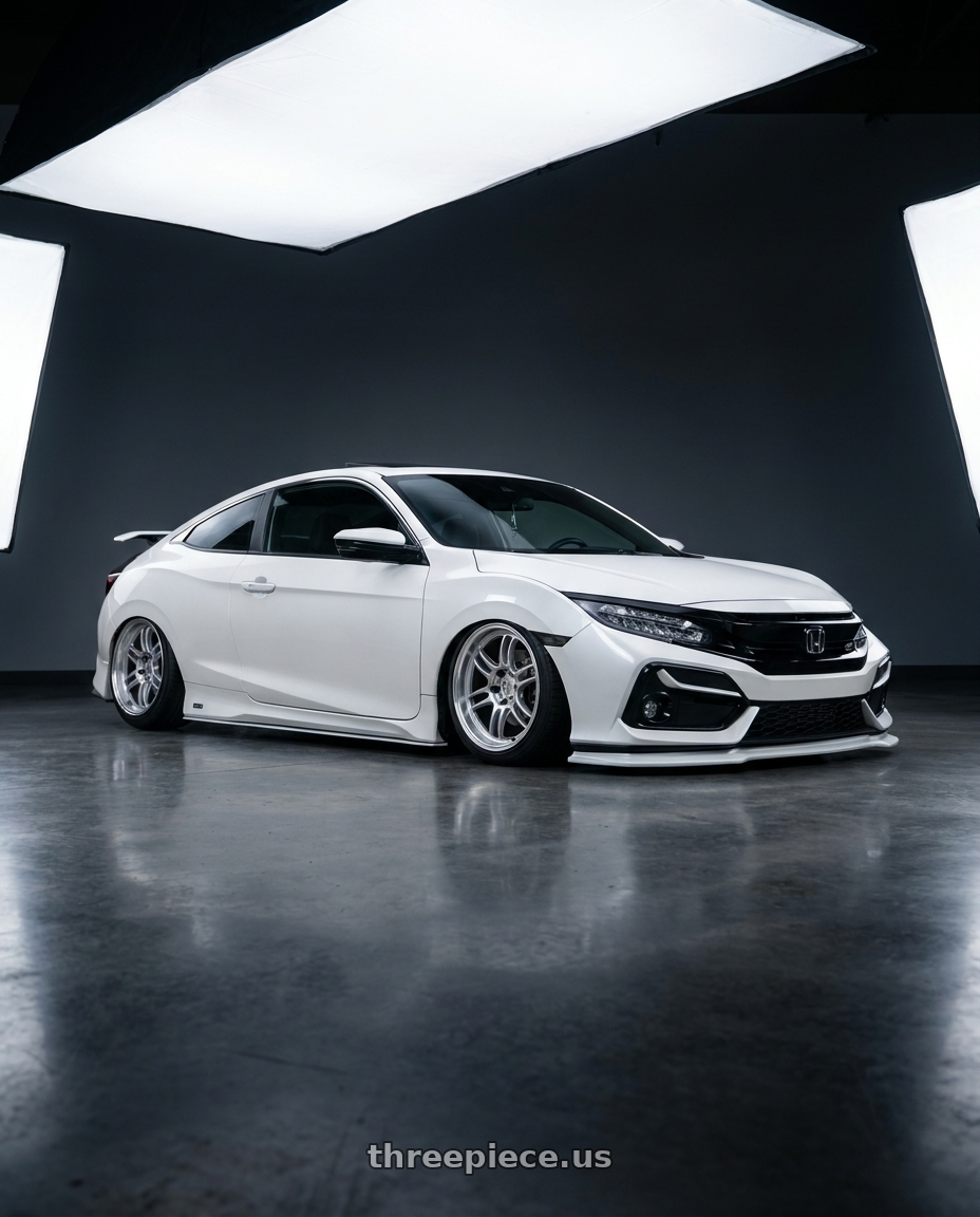 2019 honda civic Si coupe 2dr with Work Emotion D9r 5x100 18x9.5 +30 Gt Silver Rim Cut wheels