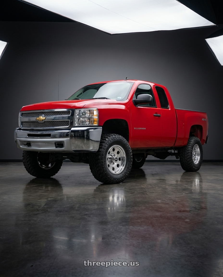2013 chevrolet silverado 1500 LT extended cab red with American Racing AR172 BAJA 6X139.7 16X10 -25 POLISHED wheels