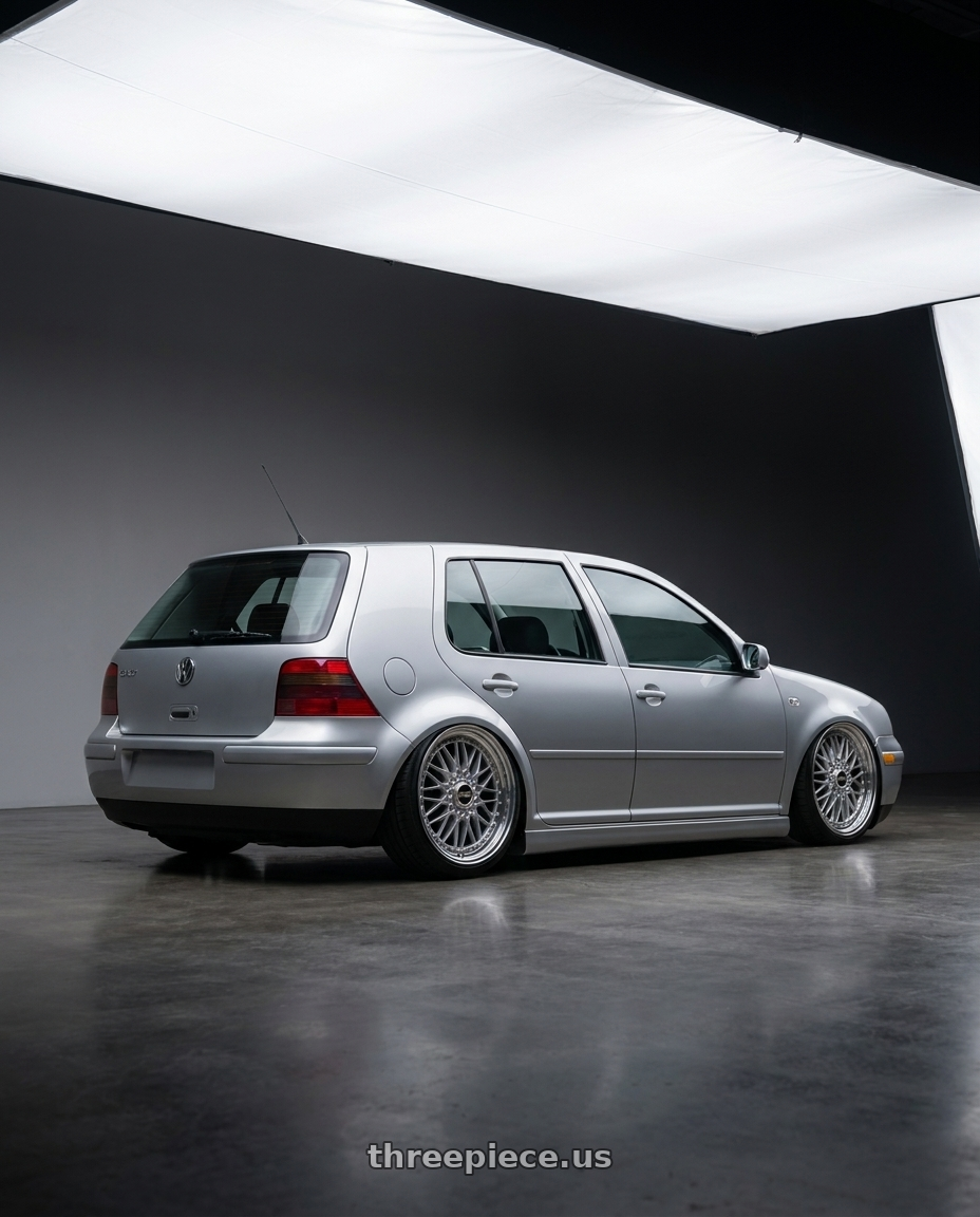2002 Golf gti mk4 with BBS Super-RS 5x112 19x9.0+42 Silver wheels rear three quarter view slight stretch tires