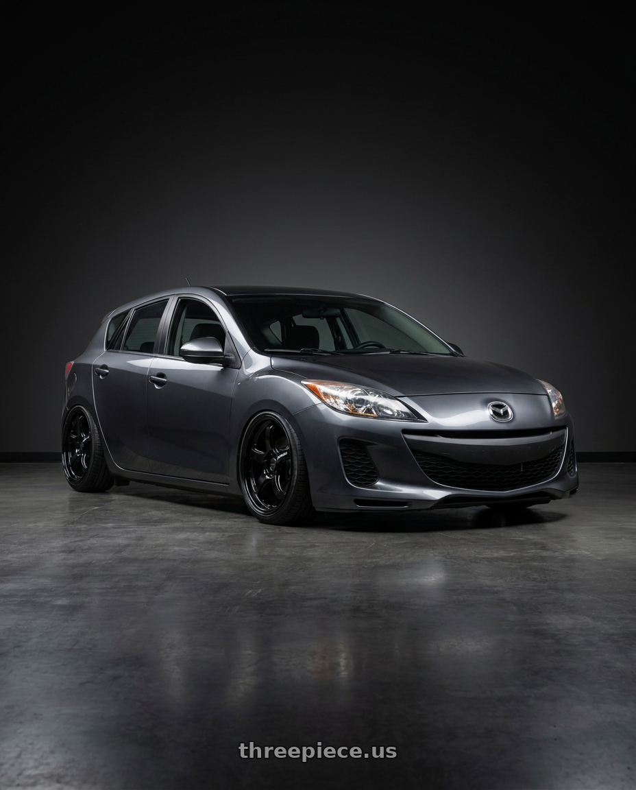 2011 Mazda 3 Hatch with WedsSport RN-05M 5x114.3 19x9.5+48 Gloss Black wheels