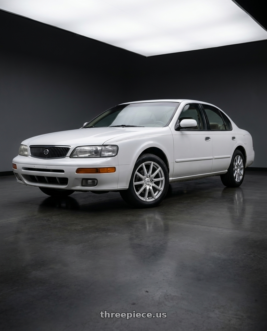 1997 Nissan Maxima GXE White with V�xx Este 5x100/5x114.3 17x7.5+40 Bright Silver wheels
