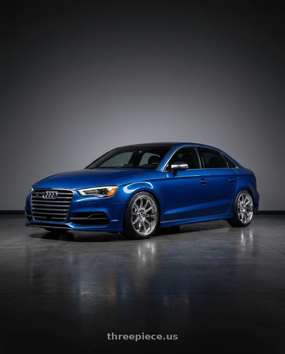 2016 Audi s3 Sepang pearl with KATANA RACING HR06 5x112 18x8.5 +35 Chrome wheels