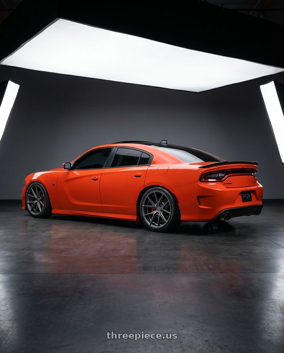2020 Dodge Charger Widebody with Niche 1PC M116 MISANO 5X115 20X10.5 +20 MATTE GUN METAL wheels rear three quarter view square tires