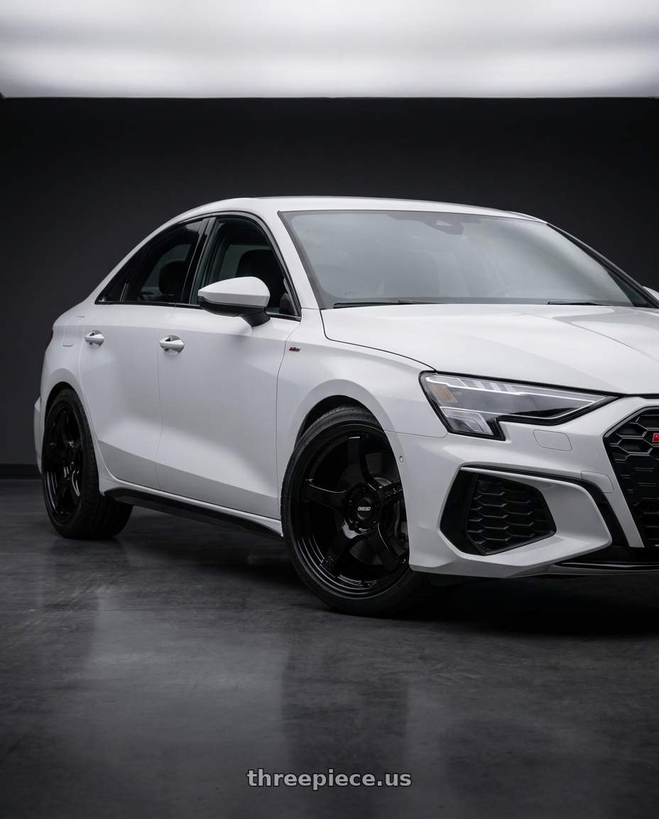 2024 Audi S3 8Y with Gram Lights 57CR 5x112 19x9.5+25 Glossy Black wheels