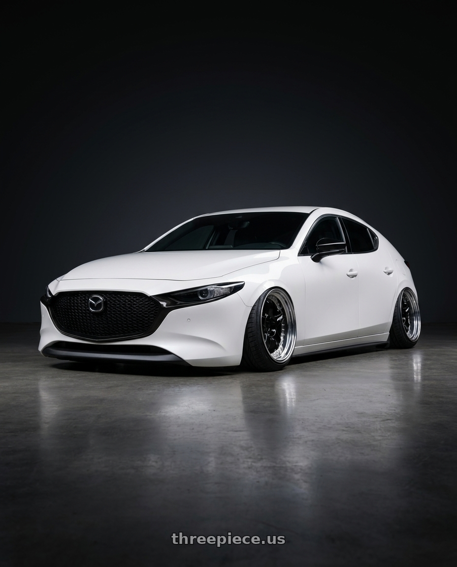 2025 mazda 3 with Work Meister S1 3P 5x100 18x8+60 A Disk Black wheels