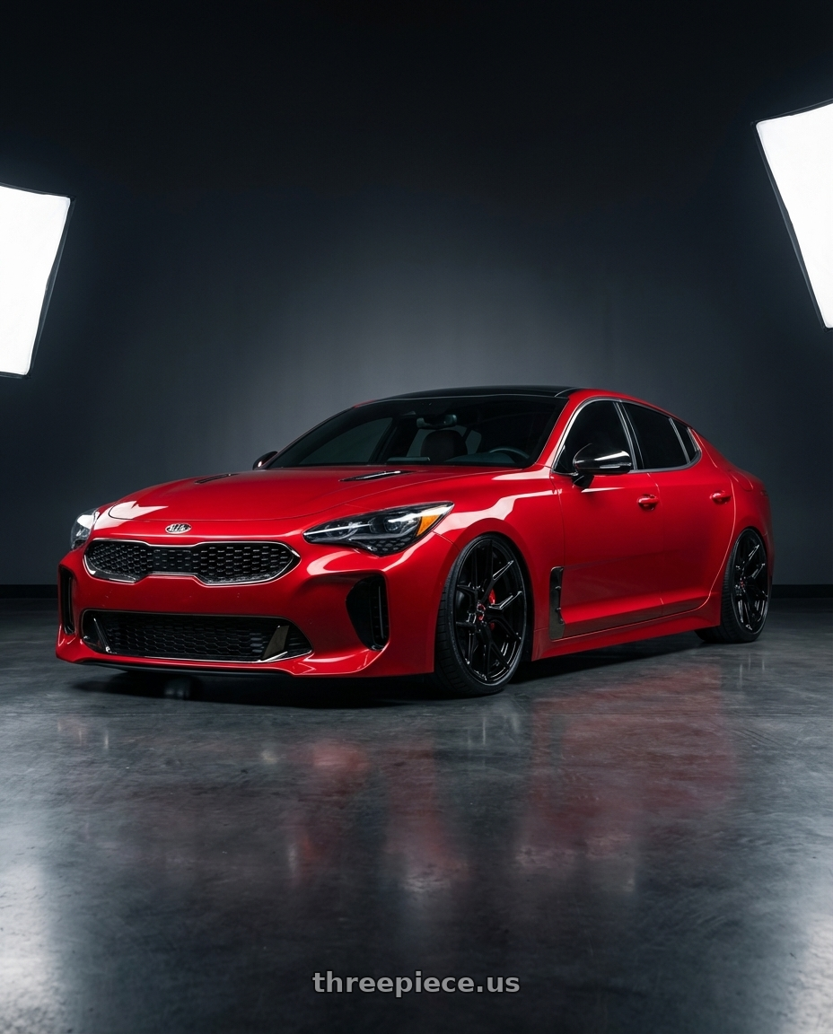 2022 Kia Stinger GT with Vossen HF-5 19x9.5 / 5x114.3 / ET40 / Deep Face / 73.1 - Gloss Black Wheel - HF5-9N63 wheels