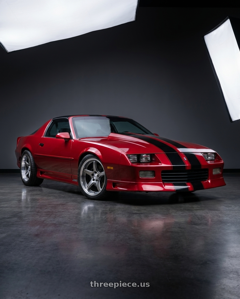 1992 Chevrolet Camaro  Red with Work T5R 2P 5x114.3 18x10.0 GT SILVER wheels