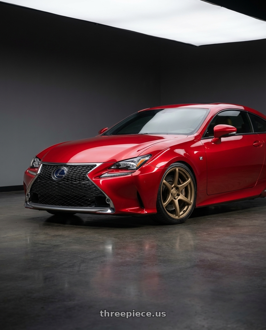 2018 Lexus RC F with Kansei K11B Tandem 5x114.3 19x9.5 12 Bronze wheels front three quarter view lowered stance