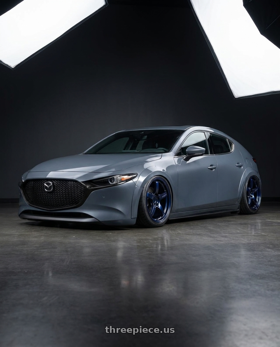 2023 Mazda Mazda3 Turbo with Gram Lights 57CR 5x114.3 18x9.5+12 Eternal Blue Pearl wheels