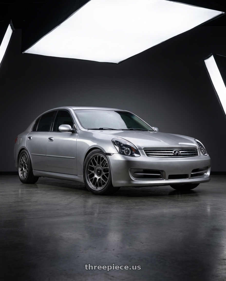 2004 Infiniti g35 sedan with Konig MRK1 5X114.3 17x8+40 Hyper Carbon - Gloss Black Gear Cap/Logo/Cover Plate wheels