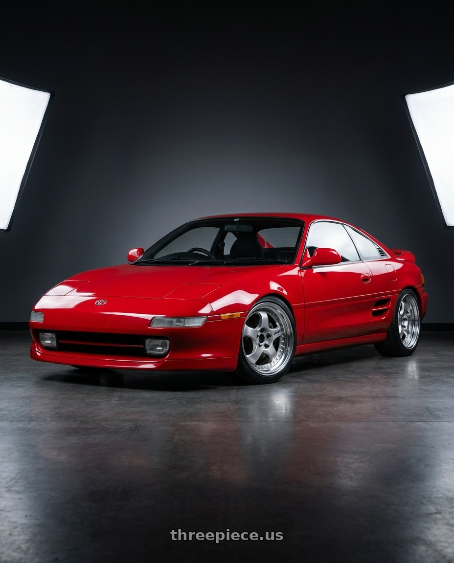 1993 Toyota MR2 with Work Meister S1 3P 4x100 17x7.5+42 W Disk Silver wheels