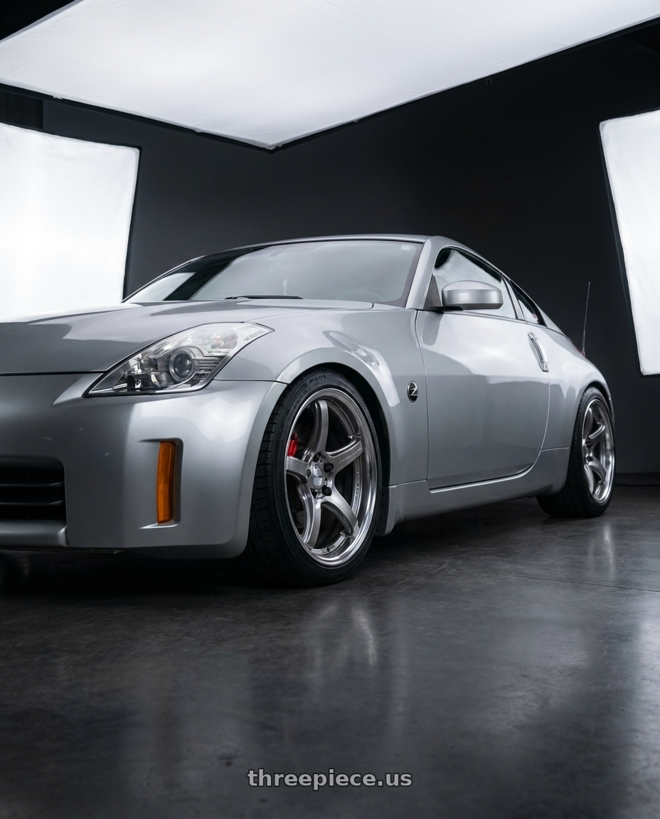 2006 Nissan 350z with Work T5R 2P 5x114.3 18x9.5 +22 GT SILVER wheels
