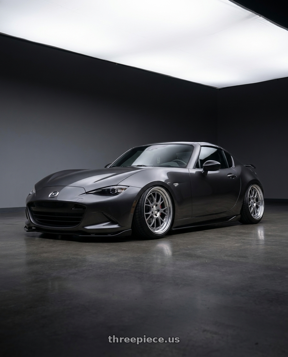 2017 Mazda Miata with SSR Professor MS3R 4X100 17X8 37 SL Disk Titan Silver wheels