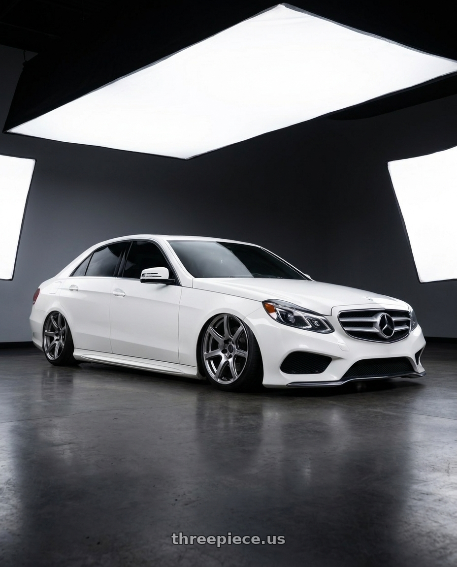 2014 Mercedes Benz e350 sedan with Work Emotion T7r 5x112 18x9.5 +30 Gt Silver wheels