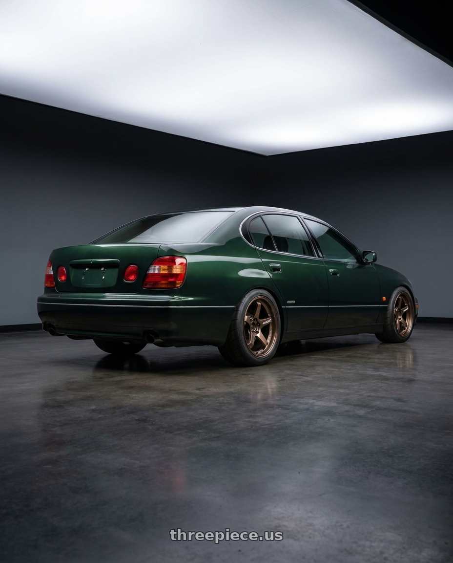 1998 toyota aristo with Advan Racing GT BEYOND 5x114.3 18x9.5 +38 RACING COPPER BRONZE wheels rear three quarter view meaty tires