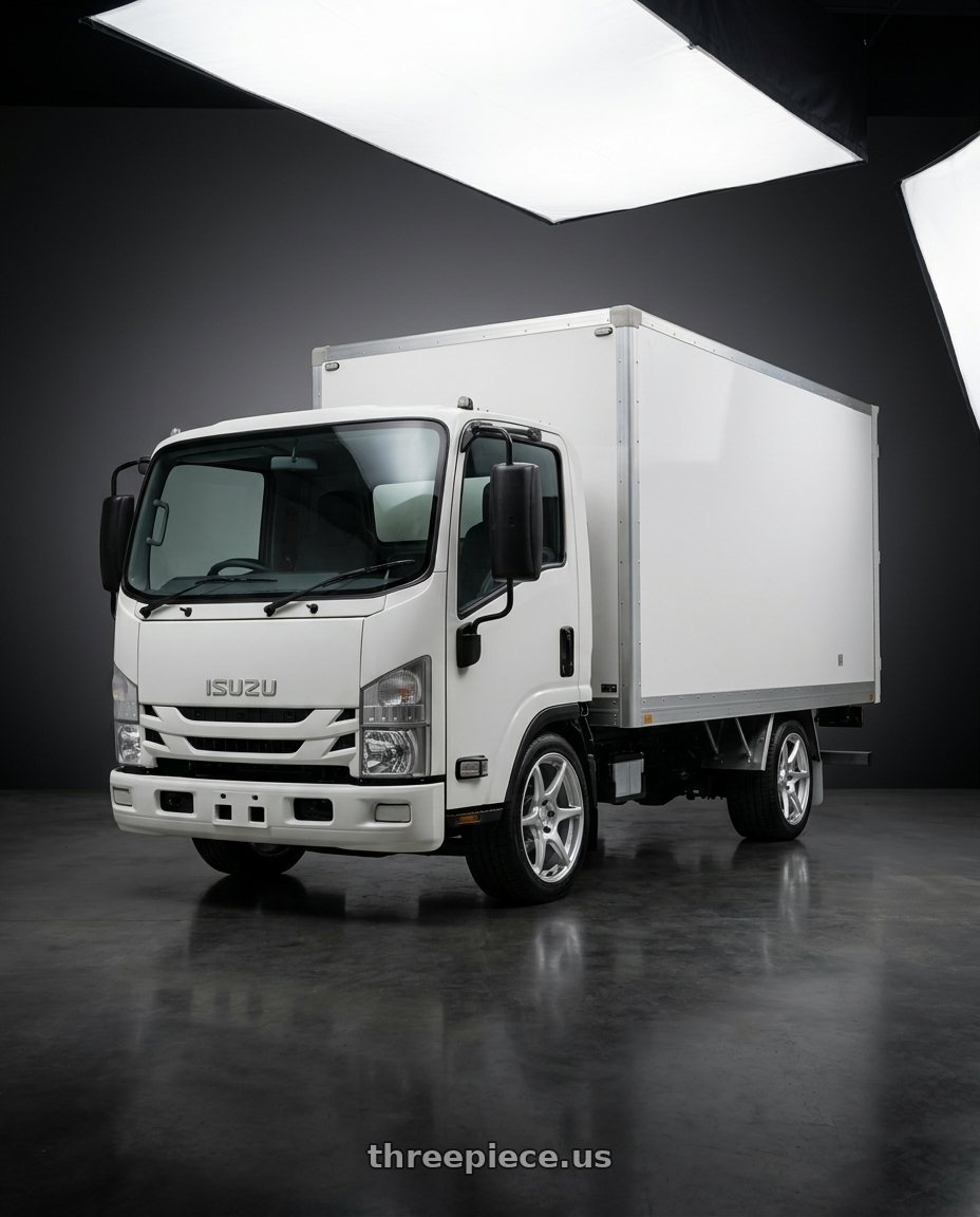 2024 Isuzu Npr50 with Kansei K11S Tandem 5X120 18x8.5 35 Hyper Silver wheels