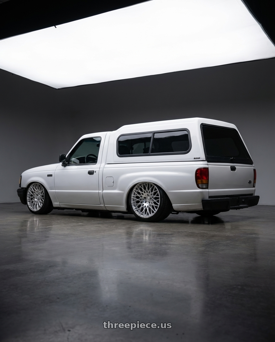 1996 Mazda B with Avant Garde Wheels M540 5X112 18x9 +48 Silver Machined wheels rear three quarter view slight stretch tires