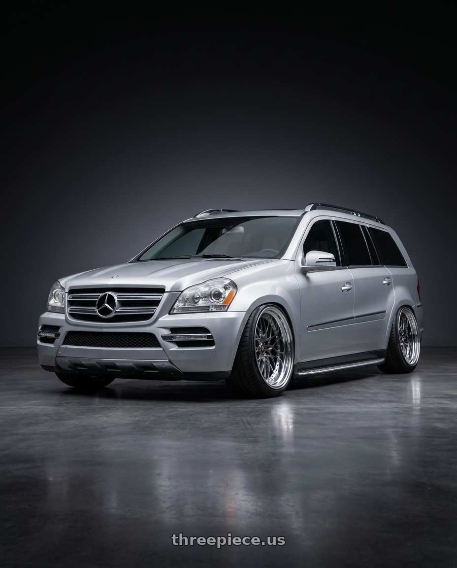 2012 Mercedes S550 with Work Vs-Xv 5x100 18x12+1 A Disk Brilliant Silver Black wheels