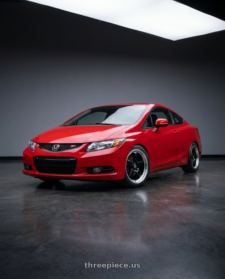 2011 Honda Civic Si with Forgestar D5 Drag 5x114.3 17x10 +50 Gloss Black Machined wheels
