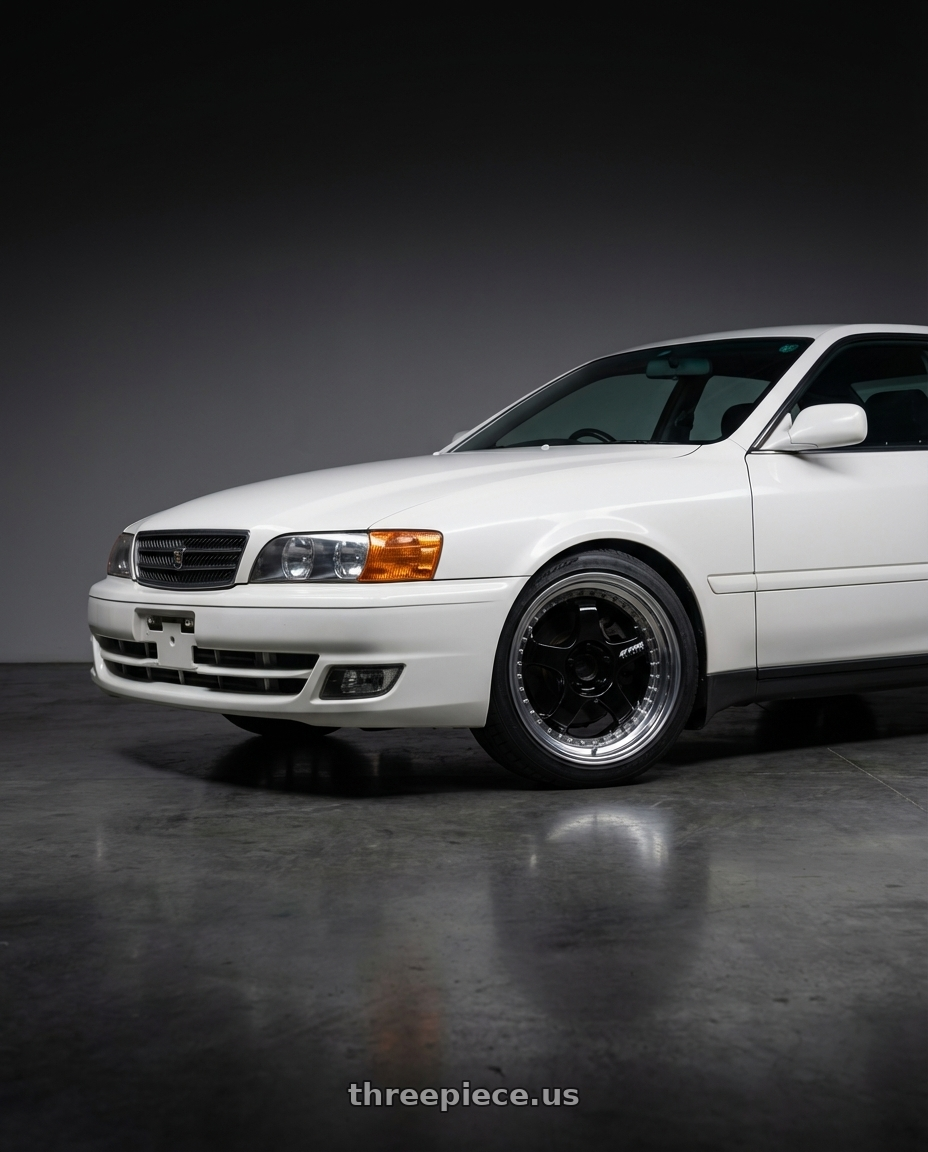 1999 Toyota Chaser Tourer GP with Work Meister S1 3P 5x100 18x8+22 A Disk Black wheels