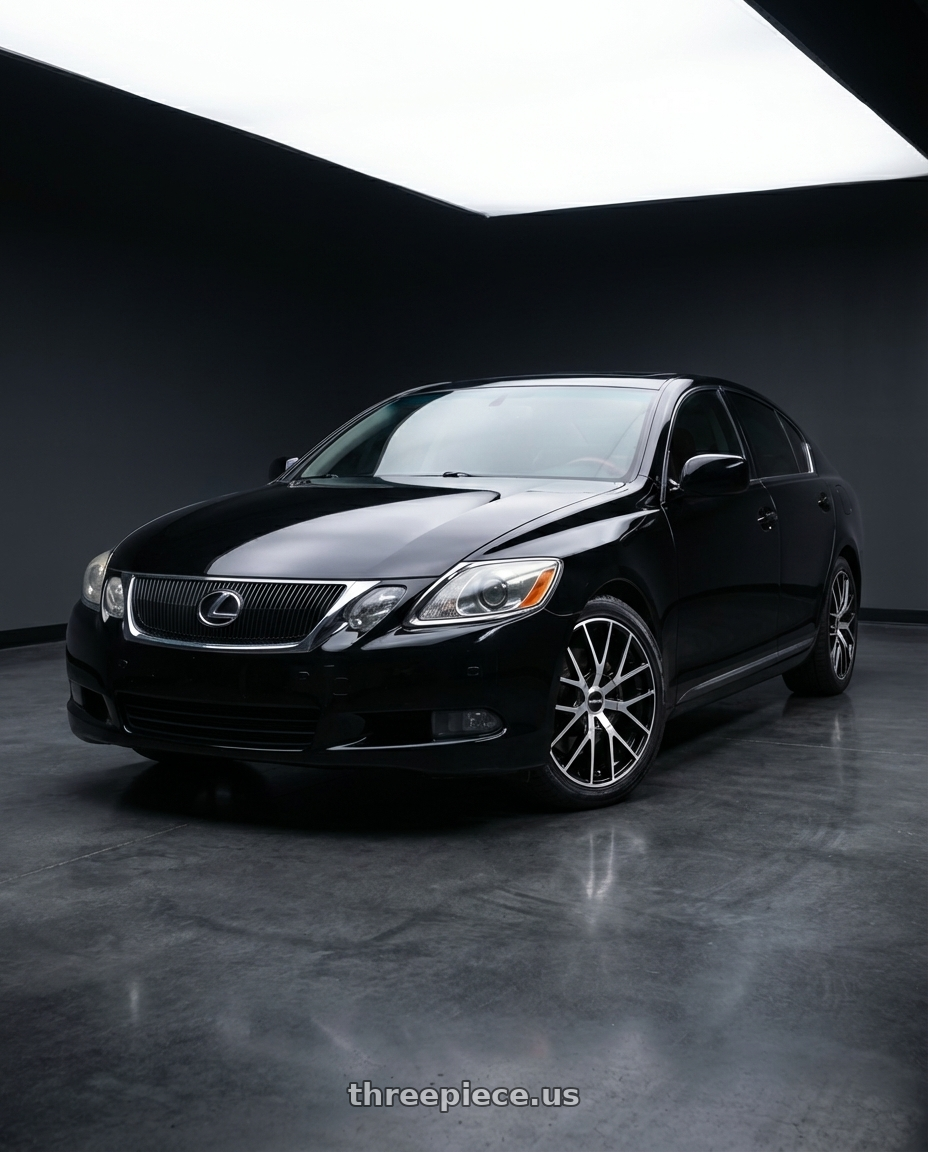 Black 2008 Lexus gs350 with TOUREN TR60 3260 5x100/5x114.3 16x7 +42 GLOSS BLACK MACHINED wheels