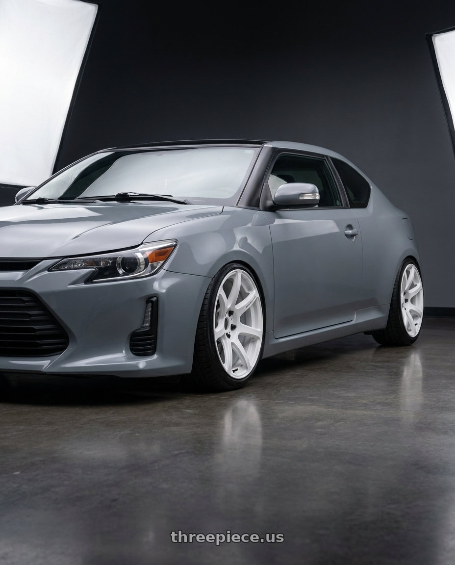 2016 toyota scion Tc with Work Emotion T7r 5x114.3 18x7.5 +47 White wheels