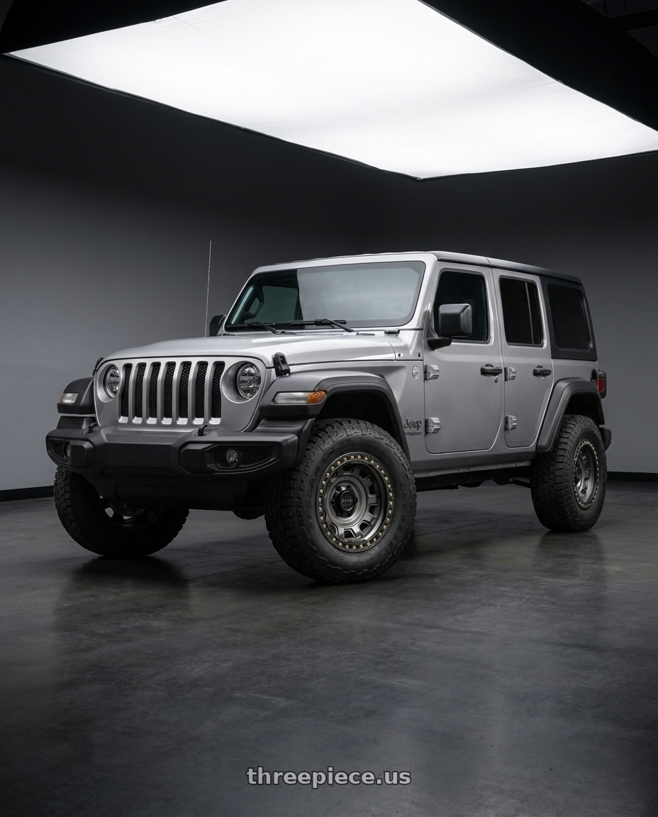 2021 Jeep Wrangler Sport with KMC KM236 TANK BEADLOCK 5X127 17X9 -15 ANTHRACITE wheels
