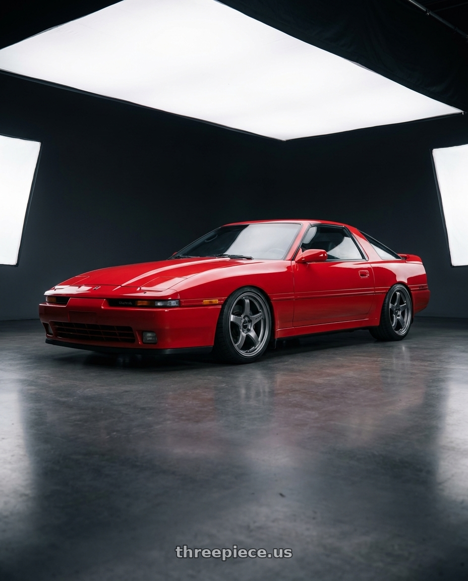 1989 toyota supra with Enkei PF05 5x114.3 17x8+35 Dark Silver wheels